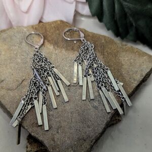 Lia Sophia Earrings Silver Hanging 2" Long Fashion Jewelry Chains NWOT